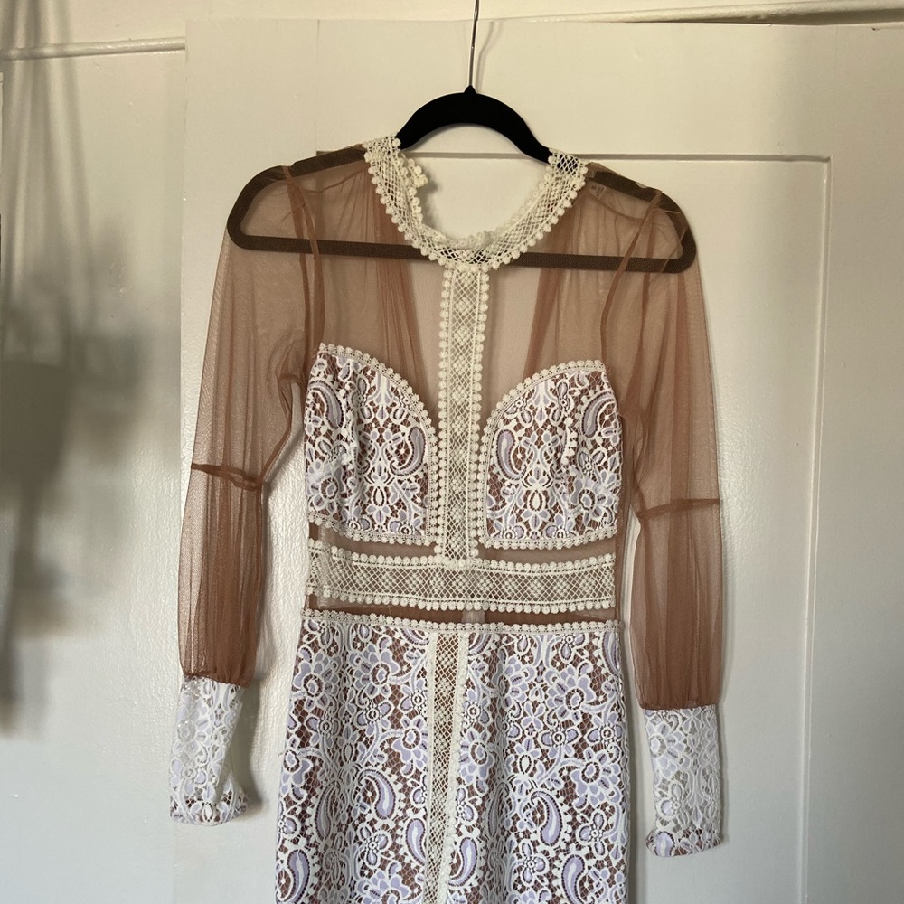 For Love And Lemons White and Cream Lace Mini Dress